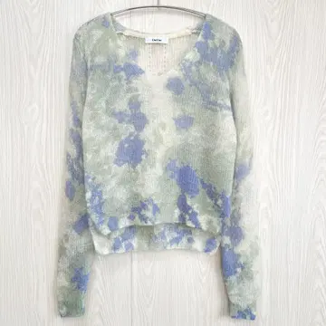 DouDou 마블 패턴 메쉬 모헤어 풀오버