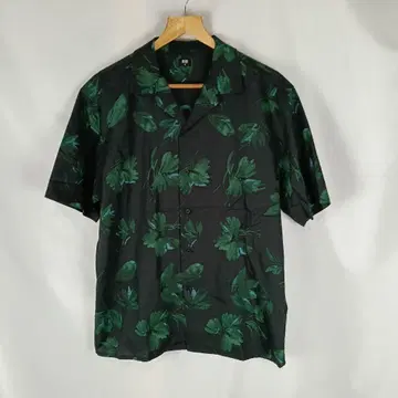 UNIQLO 반팔 셔츠 하와이안 셔츠 M 블랙 그린 B4257