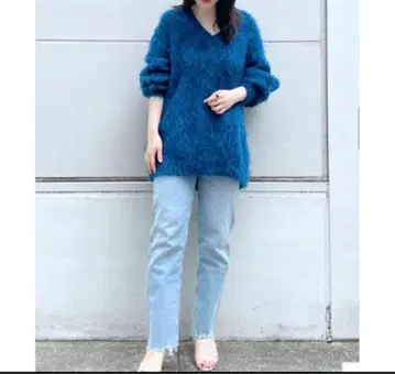 Whim Gazette 하세가와 쿄코 콜라보 모헤어 풀오버 블루