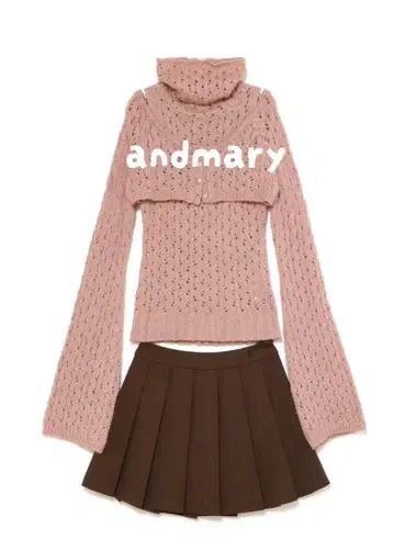 andmary Sophy pleats knit set up pink