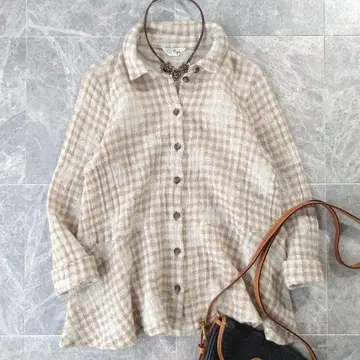 451 코튼 하우스 아야 울 거즈 셔츠 블라우스 상의 베이지