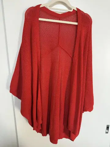 [ HUG.U ] 빨간색 긴팔 가디건 프리 사이즈