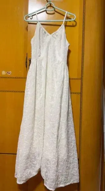 화이트 레이스풍 슬립 드레스 롱 기장