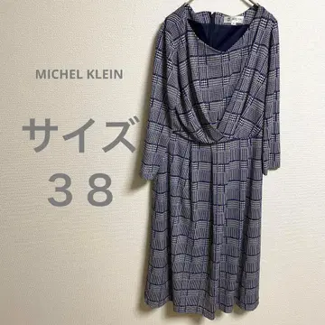 미셸 크랭크 체크 무늬 긴팔 무릎 기장 원피스