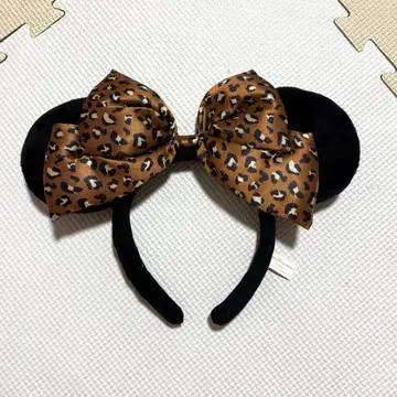 레오파드 무늬 리본 포함 머리띠 미니