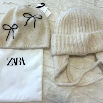 ZARA 니트 모자 화이트
