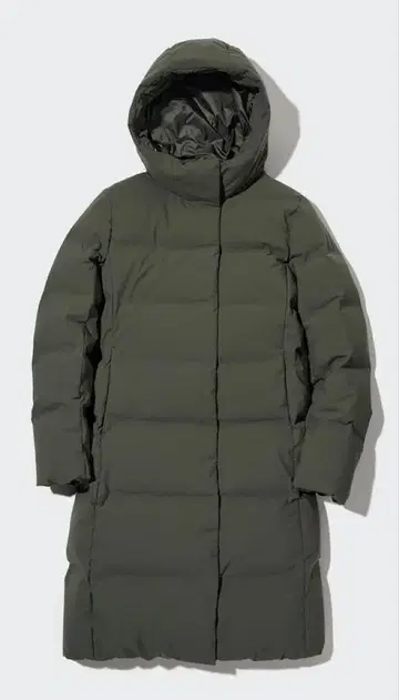 UNIQLO 유니클로 심리스 다운 롱 코트 M 사이즈 다크 그린
