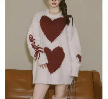 새상품 Darich 하트 로고 로우게이지 니트 튜닉