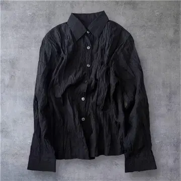 crinkled texture dress shirt black