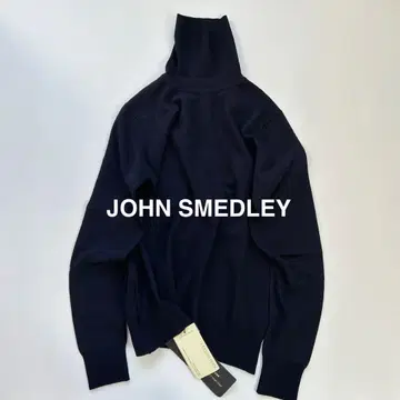 택 포함 새상품 JOHN SMEDLEY 울 니트 터틀넥 네이비