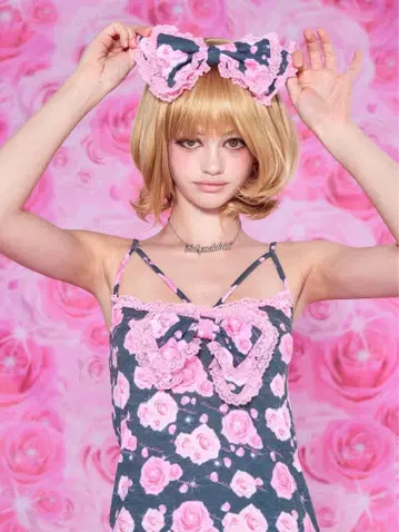 Babymetalclub Rose bonbon 원피스 & 리본 세트