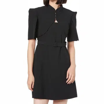 SNIDEL 소매 슬릿 데콜테 오픈 미니 원피스