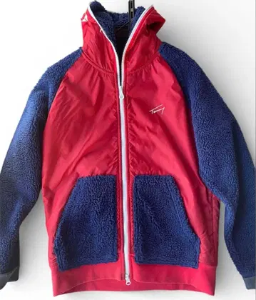 TOMMY 플리스 자켓 빨간색과 네이비