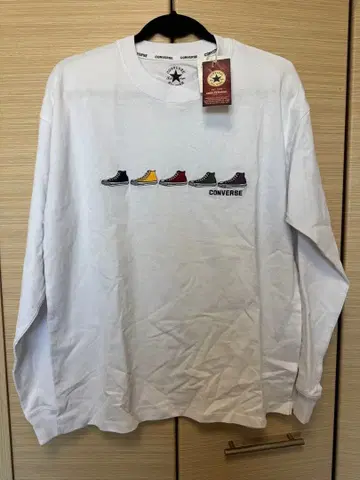 미사용 CONVERSE 스니커즈 자수 긴팔 T셔츠