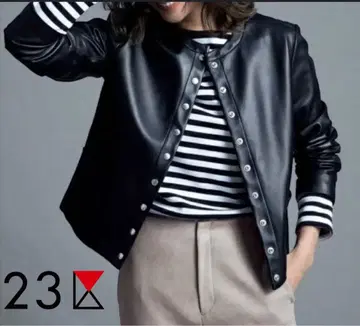 컨디션 최상 23구 시어링 가죽 자켓 스냅 버튼 노카라 44