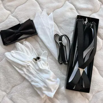 결혼식 신랑 잡화 7세트 윙카라 셔츠 M 나비 넥타이 블랙