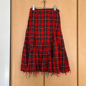 T.KUNITOMO 빨간색 체크 무늬 스커트