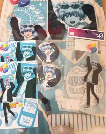 암살교실 요미우리랜드 한정판 아크릴 스탠드 캔뱃지 엽서 시오타 나기사