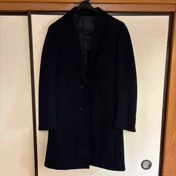 네이비 슬림핏 체스터 코트 4S