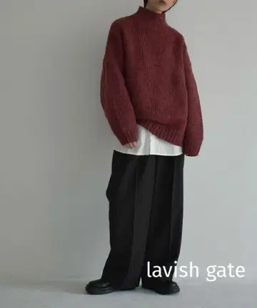 lavish gate 믹스 컬러 볼륨 니트 보르도