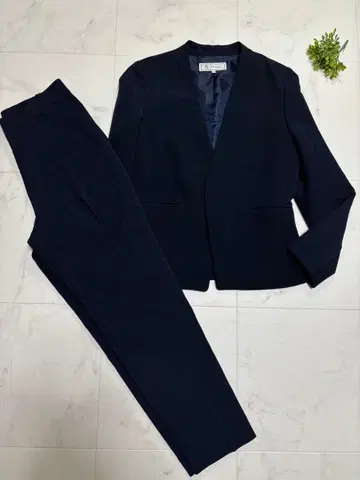 S 사이즈 로페피크닉 노카라 자켓 팬츠 셋업 네이비