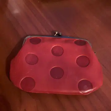 칸미 빨간색 도트 무늬 가죽 모자 코인 케이스