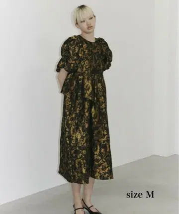 ANDRESD 버블 슬리브 자카드 드레스