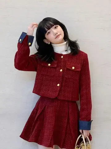 [ 완판 ] CRAMMY Ciel 보르도 트위드 자켓