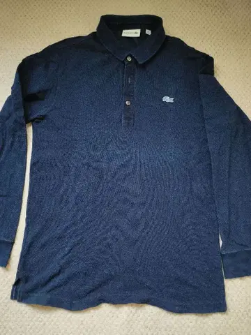 LACOSTE 네이비 긴팔 피케 셔츠 M
