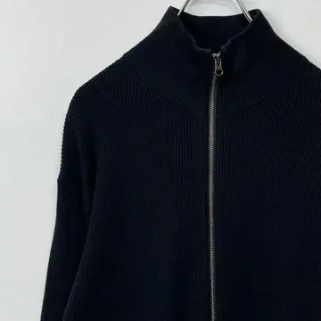 무인양품 하찌 풀 집업 니트 스웨터 드라이버즈 니트 블랙