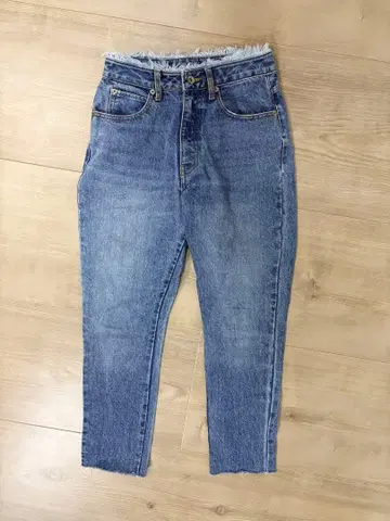 디스코트 S 사이즈 여성용 프린지 헴 하이웨스트 청바지