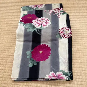 유카타 아라시야마 요시무라 꽃무늬 스트라이프