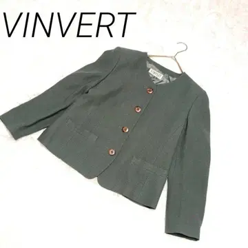 VINVERT 그린 테일러드 자켓 포켓 2개 앞 버튼 어깨 패드