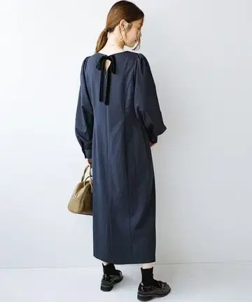 하코 펠리시모 원피스 리본 롱 네이비