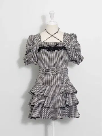 pium 티어드 프릴 미니 원피스