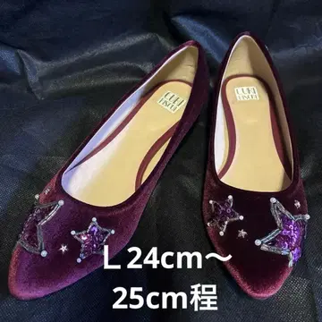 미사용 새상품 벨벳 느낌 플랫슈즈 와인 컬러 L 24cm~25cm 정도