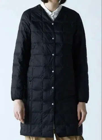 새상품 TAION 타이온 다운 자켓 롱 V넥 검정 블랙 L 사이즈