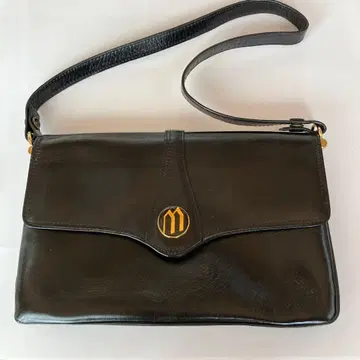 블랙 가죽 숄더백