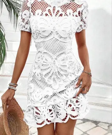 화이트 레이스 드레스
