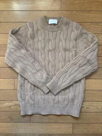 에디피스 퓨어 캐시미어 케이블 짜임 스웨터 베이지