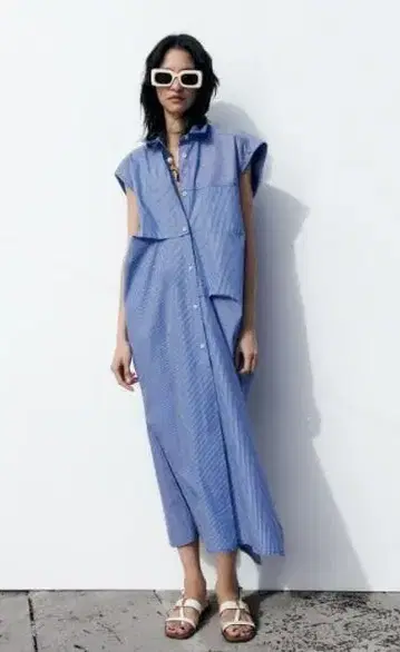 ZARA 자라 스트라이프 패턴 포플린 원피스 23SS