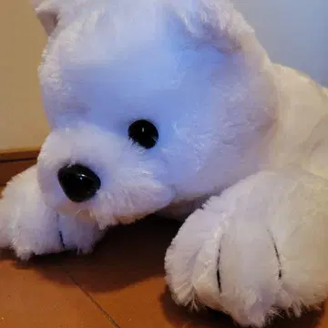 짊어질 수 있는 큰 화이트 강아지 봉제 인형