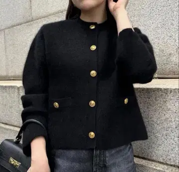 anuans 라쿤 블렌드 노카라 니트 자켓