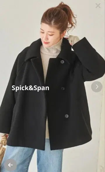 Spick&Span 모사 스탠 칼라 숏코트 블랙