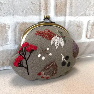 자수 가마구치 핸드메이드 초화