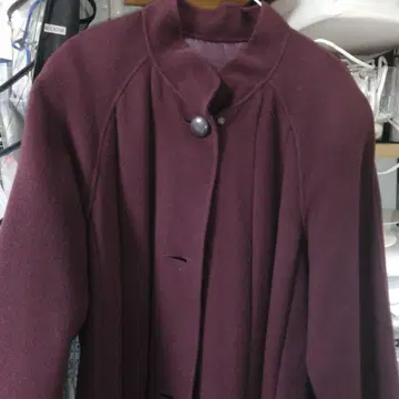 버건디 롱 코트 울 혼방