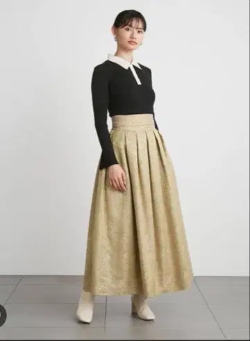 [ 택 포함 ] 릴리 브라운 자카드 플레어 스커트 그린