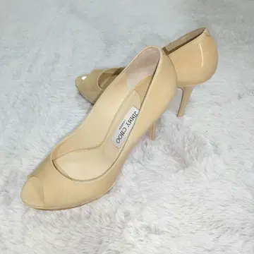 새상품급 JIMMY CHOO 베이지 오픈 핑힐 24.5