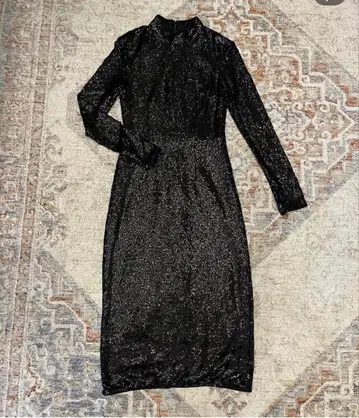 H&M 블랙 스팽글 롱 드레스 US XXS