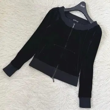 VELOUR NOIR 폭시 노카라 블루종 리브 절개 더블 지퍼